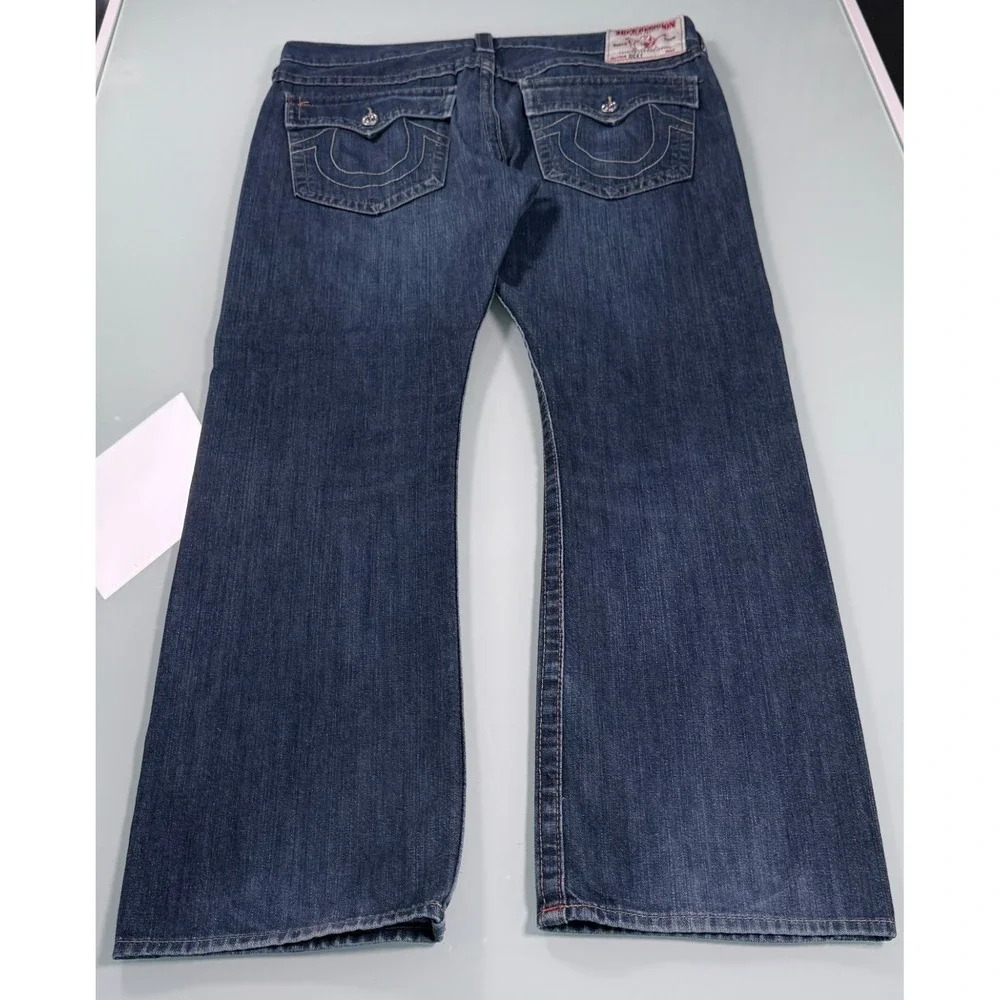 True Religion Ricky Straight Leg Mens Blue Denim 100% Cotton Jeans - 38x32
